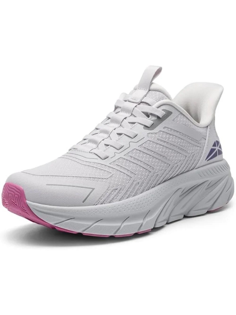 Women's Grey Purple Slip On Walking Shoes Running Comfortable Breathable Sneaker